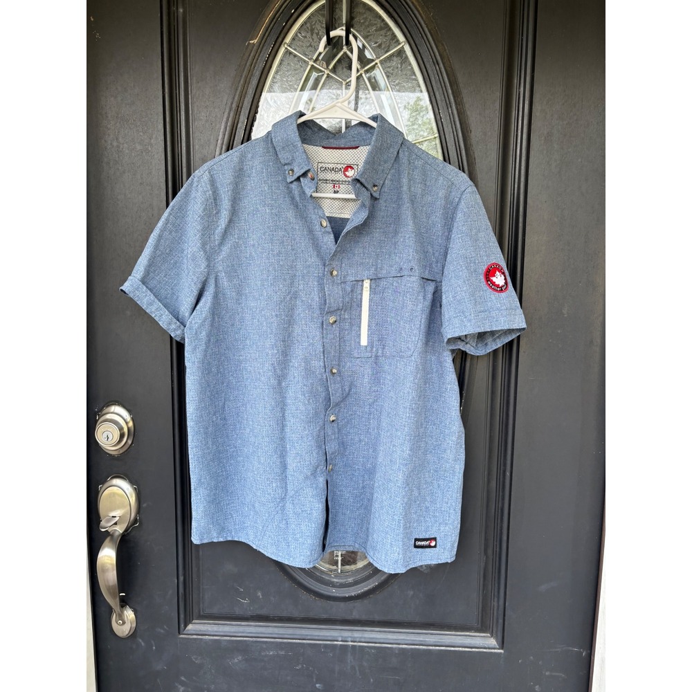 Canada Weather Gear Mens Blue Short Sleeve Technical Hiking Shirt Small S/P